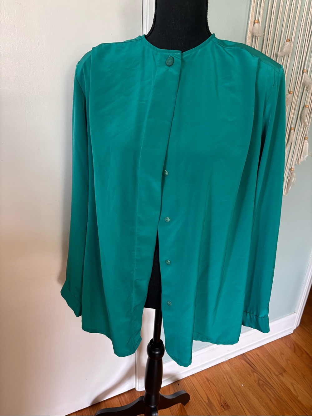 Vintage Teal Button-Front Blouse 18W
